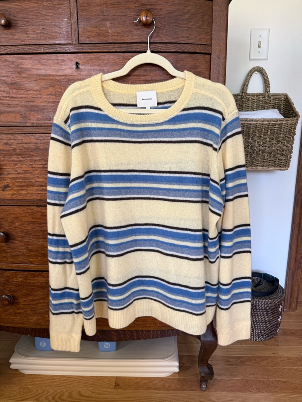 Reformation Striped Boyfriend Cashmere Sweater